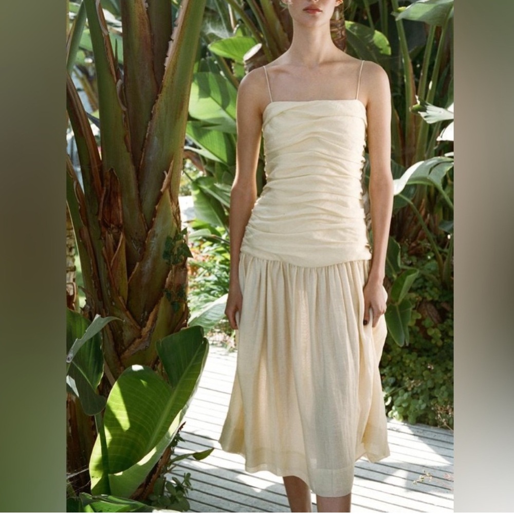 Zara ZW‎ Collection Drape Midi Yellow Dress Size L - Picture 12 of 15